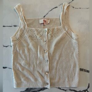 Knit Cream Button-Up Tank Top and Skirt set